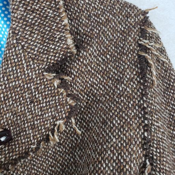 Vintage Fossil Women's S Frayed Tweed Open Blazer‎ Jacket Brown Old Money Preppy - Picture 8 of 10
